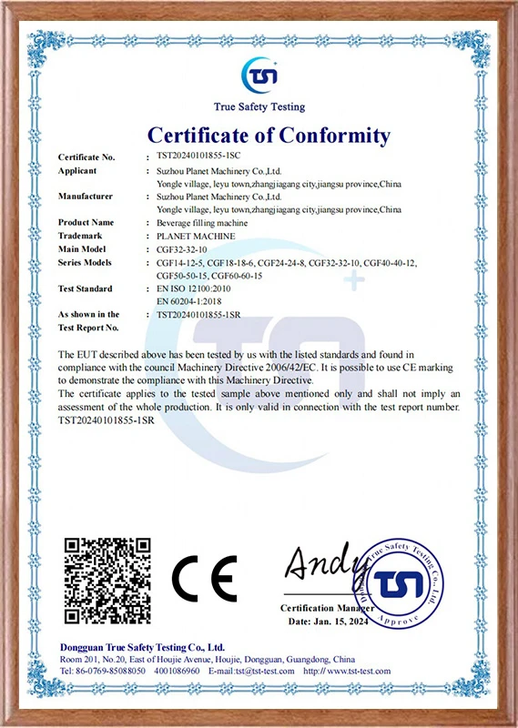 CE conformity certificate