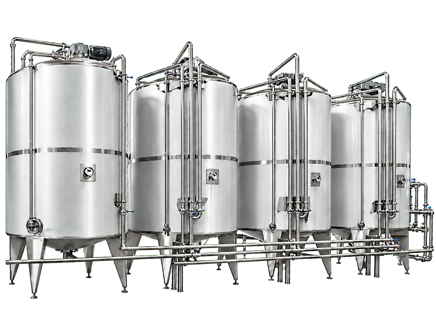 Stainless-steel syrup blending and storage tanks